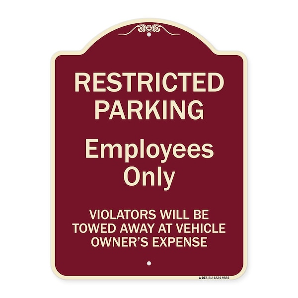 Designer Series-Restricted Parking Employees Violators Will Be Towed V, 24" x 18", BU-1824-9893